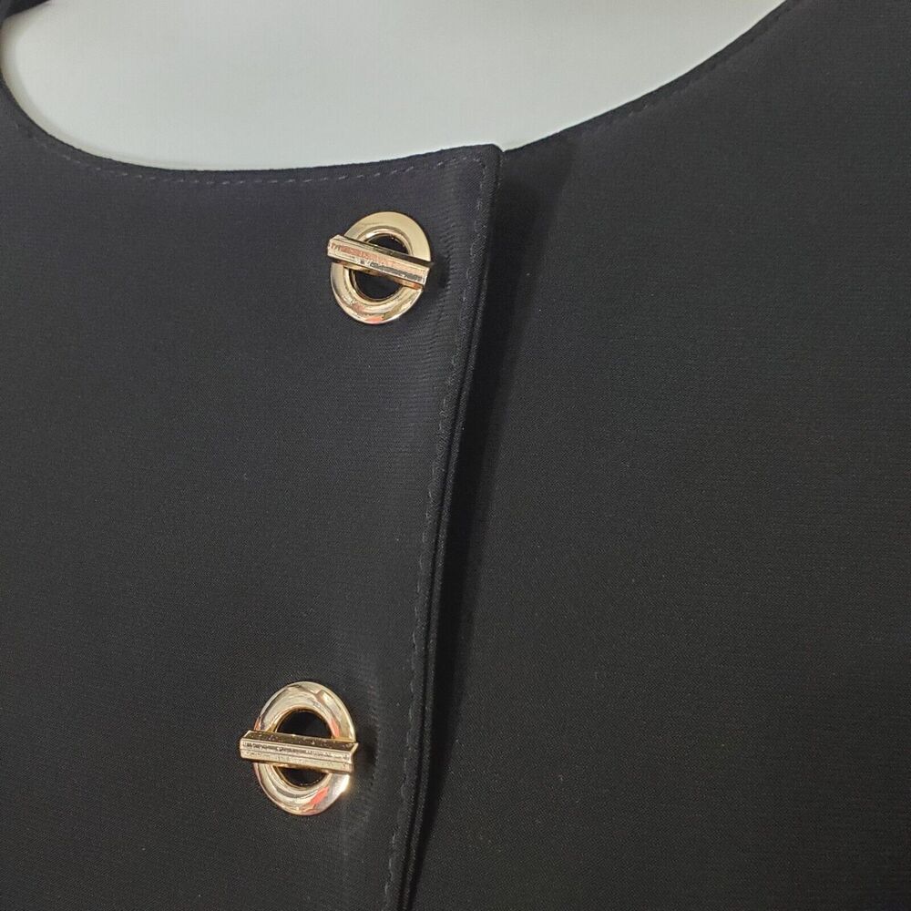 Joseph Ribkoff Dress Womens 6 Black Sheath Cocktail Gold Toggles Stretch - Picture 5 of 9